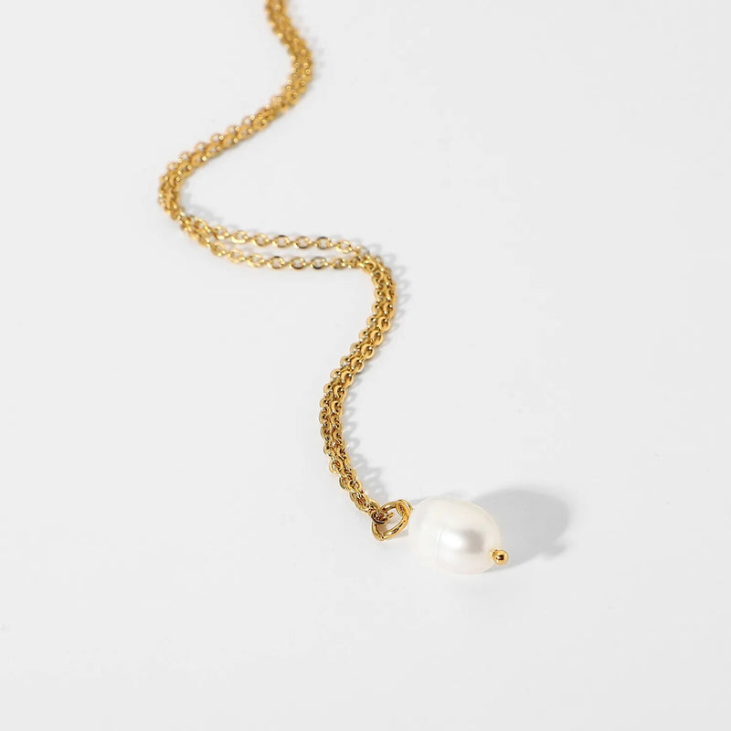 SIMPLE PEARL PENDANT CHAIN GOLD